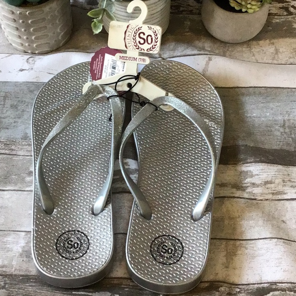 Silver Flip Flops by SO